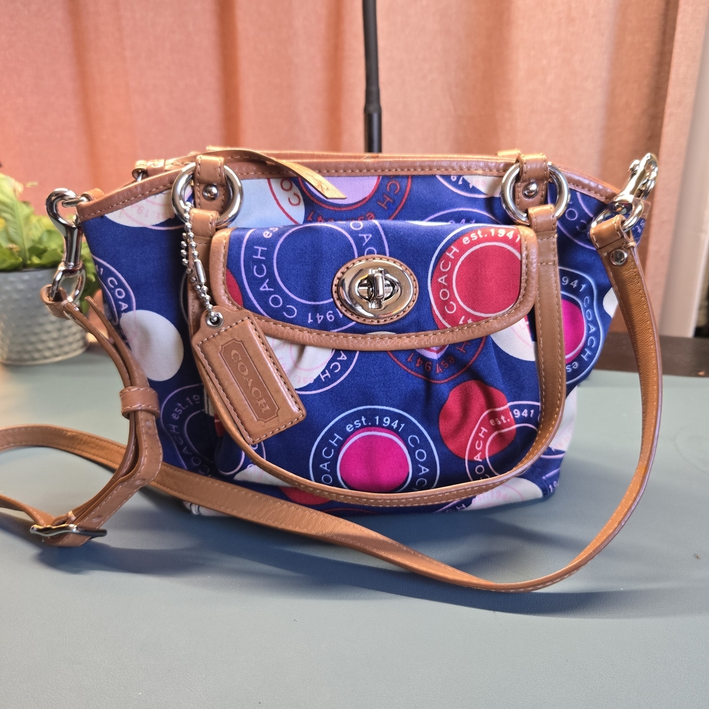 COACH Snaphead Polka-Dot Leah Multicolor Tote Crossbody Bag F14730